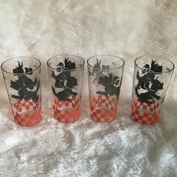 Hazel Atlas Black Scottie Dog Tumblers / Glasses - Picture 3 of 6